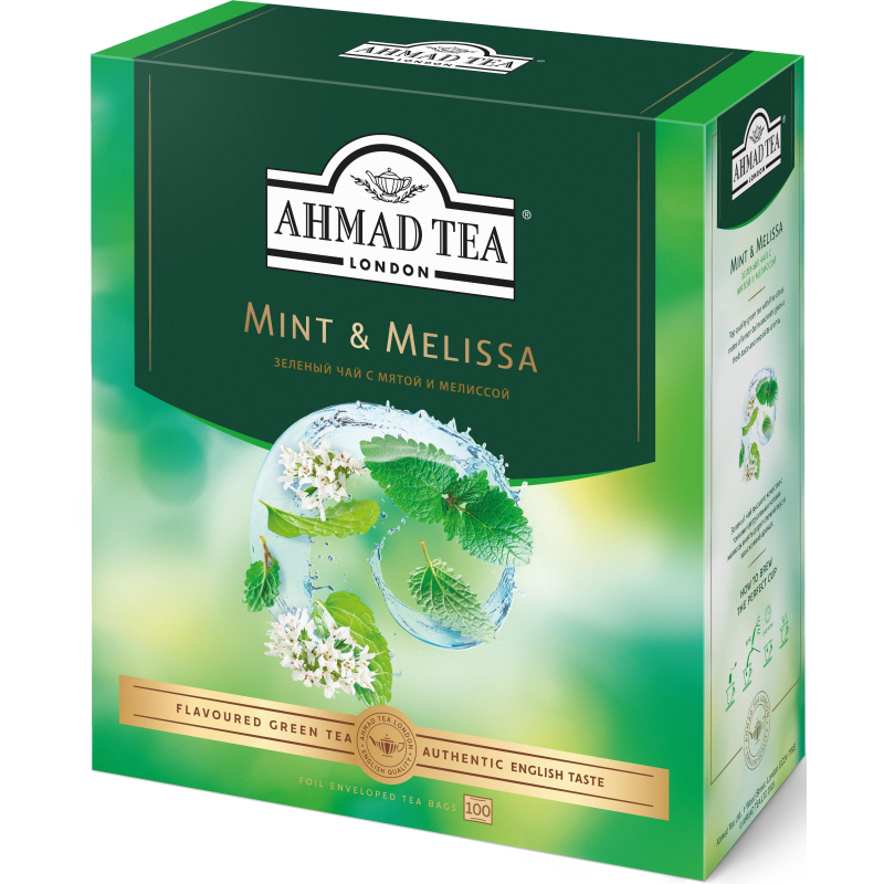 Чай Ahmad Tea Мята-Мелиса, зеленый, пакетики в конвертах, 100x1,8г/уп - фото 3
