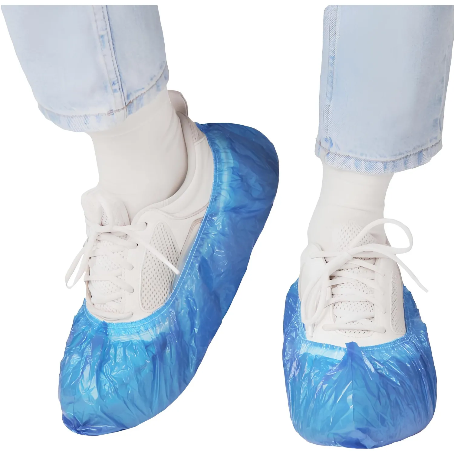 Бахилы п/э Elegreen Экстра (с2.рез),дв,син,ГППНД2-8/8/2р-С-С,3,9г,500пар/уп - фото 1