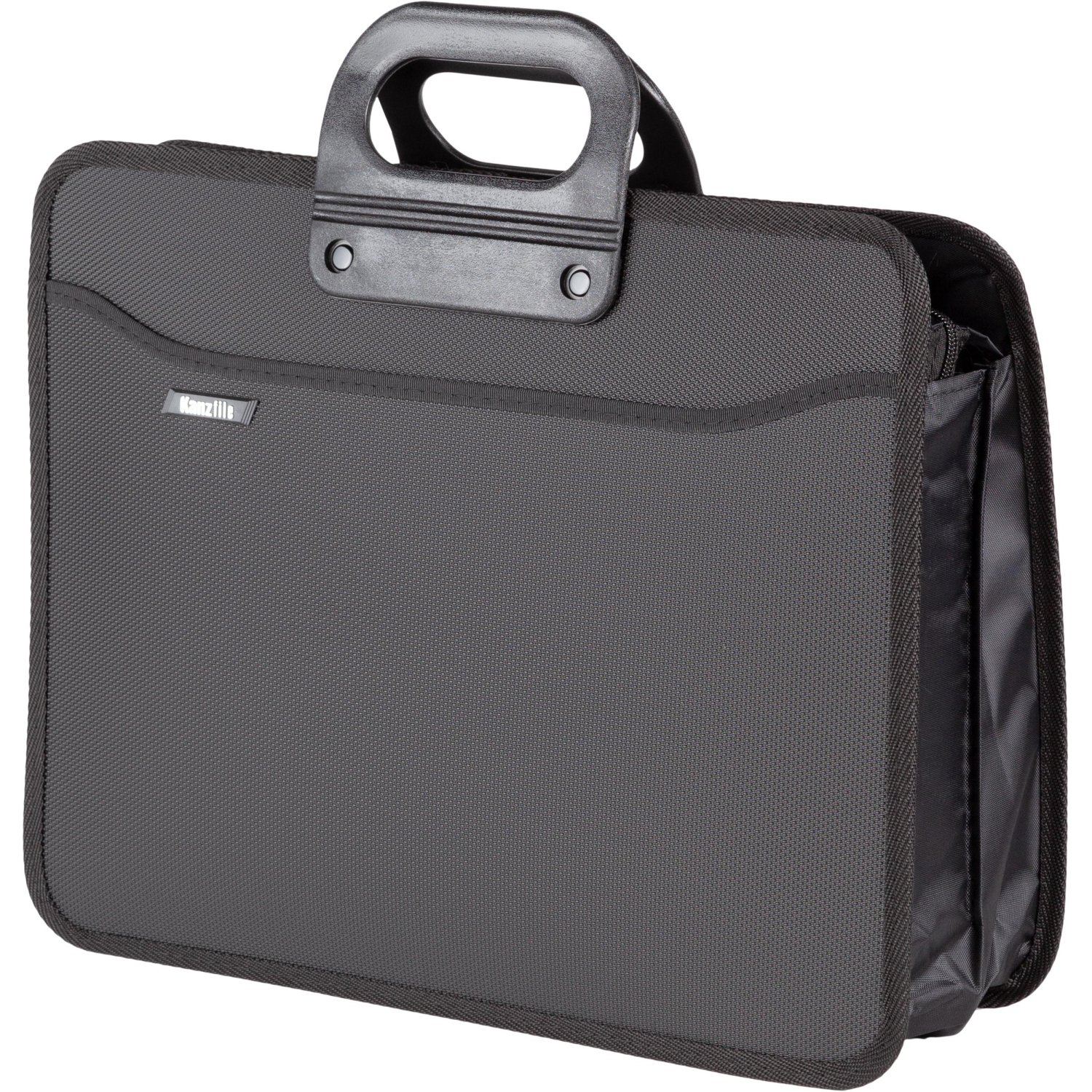 Папка-портфель пласт на 4 отд А4+ 390x320, усилен. ручка, черн - фото 2