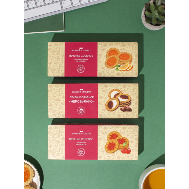 Печенье Деловой Стандарт сдобное Cookies with cherry marmalade, 100г - фото 4