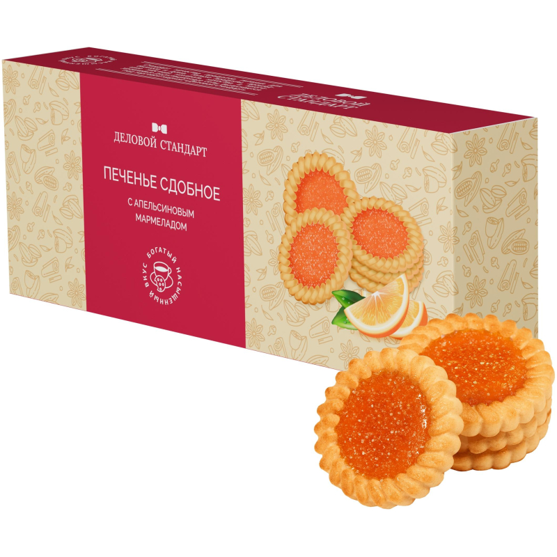 Печенье Деловой Стандарт сдобное Cookies with orange marmalade, 100г - фото 1
