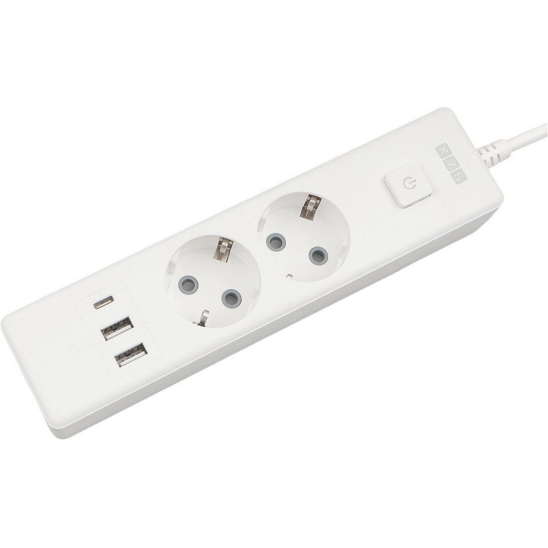 Удлинитель Power Cube, 2р/1.9м выкл.,3USB, 3.5кВт,16А,3x1,0 белый(PC-4-2M) - фото 1