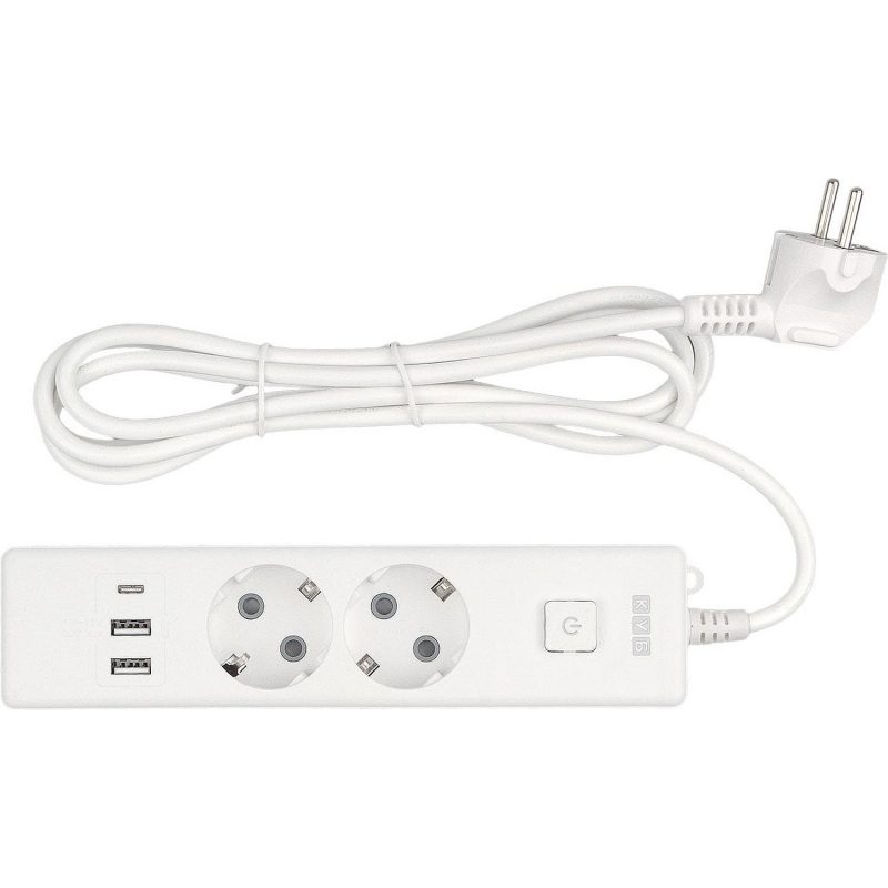 Удлинитель Power Cube, 2р/1.9м выкл.,3USB, 3.5кВт,16А,3x1,0 белый(PC-4-2M) - фото 2