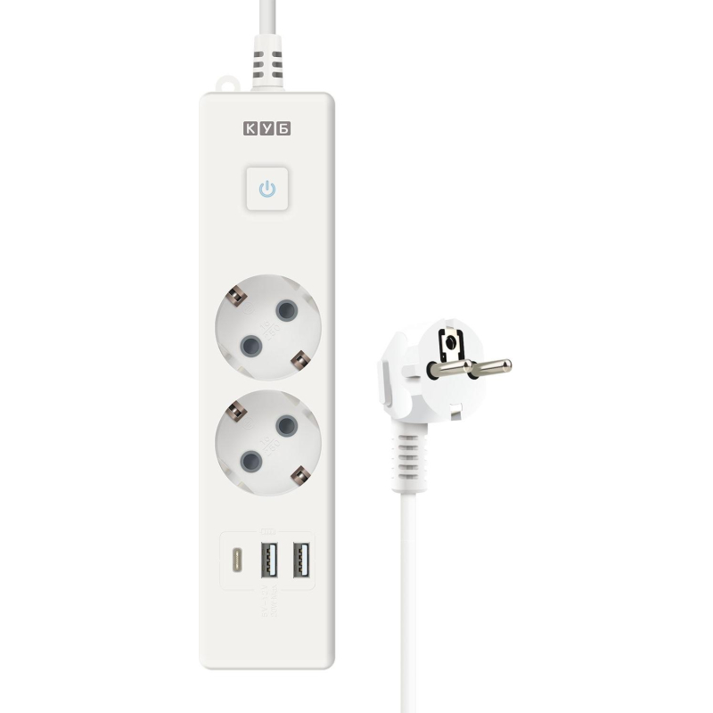 Удлинитель Power Cube, 2р/1.9м выкл.,3USB, 3.5кВт,16А,3x1,0 белый(PC-4-2M) - фото 5