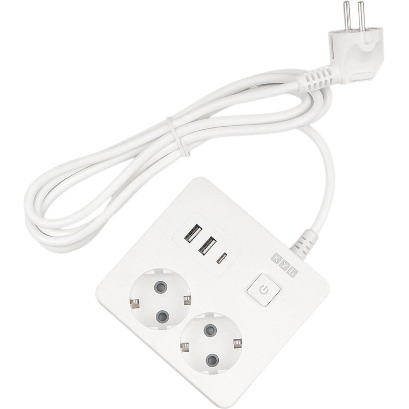 Удлинитель Power Cube, 2р/1.9м выкл.,3USB, 3.5кВт, 16А,3x1,0 белый(PC-1-2M) - фото 2