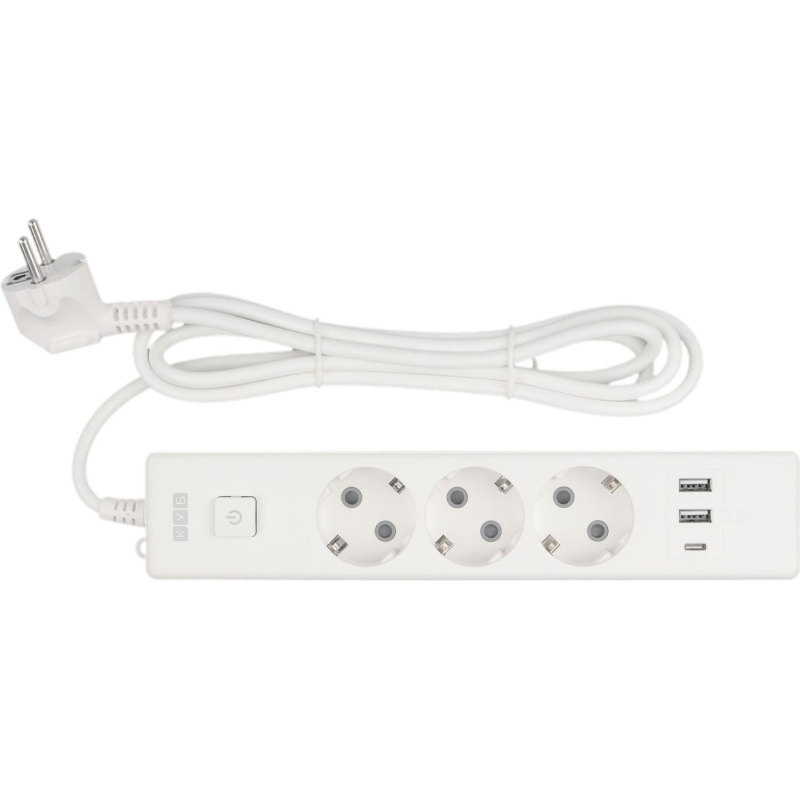 Удлинитель Power Cube, 3р/1.9м выкл.,3USB, 3.5кВт, 16А,3x1,0 белый(PC-5-2M) - фото 2