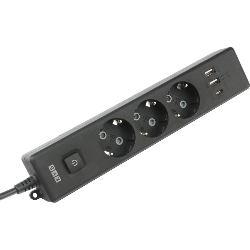 Удлинитель Power Cube, 3р/1.9м выкл.,3USB, 3.5кВт,16А,3x1,0 черн(PC-6B-2M) - фото 4