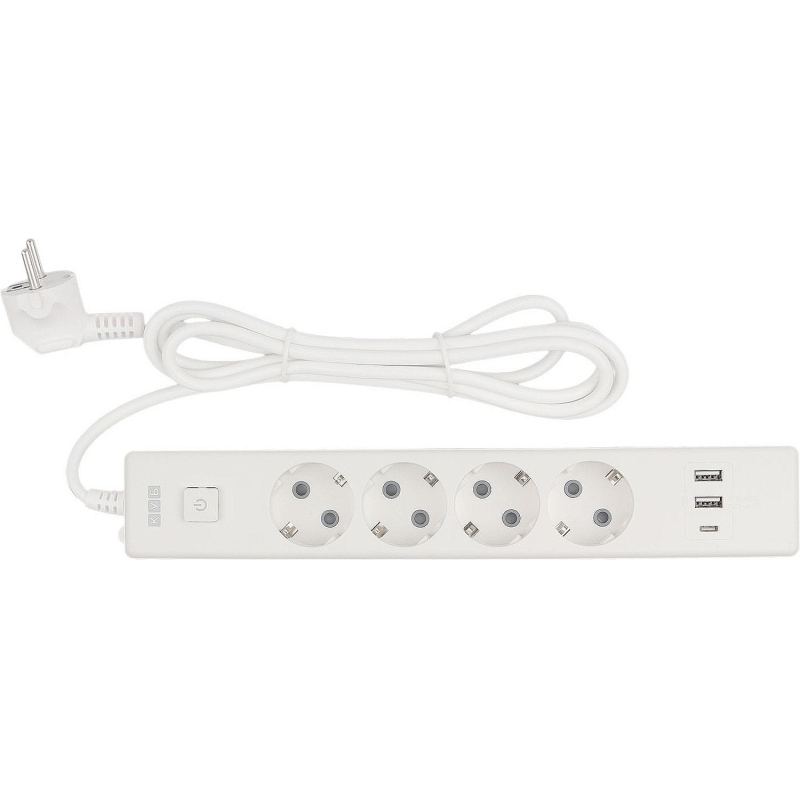 Удлинитель Power Cube, 4р/1.9м выкл.,3USB, 3.5кВт,16А,3x1,0 белый(PC-6-2M) - фото 2