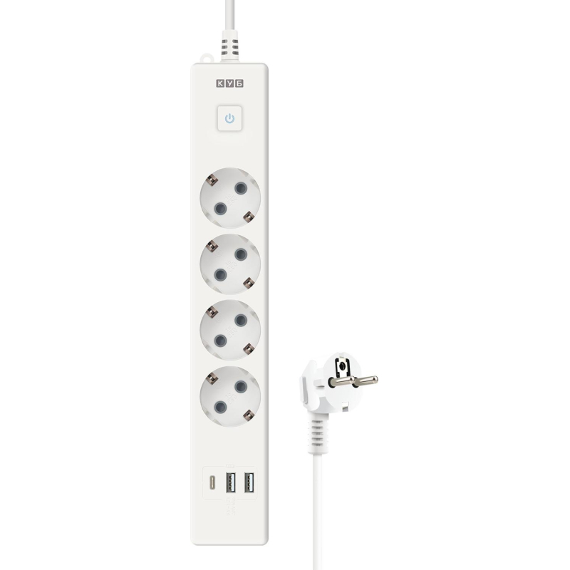Удлинитель Power Cube, 4р/1.9м выкл.,3USB, 3.5кВт,16А,3x1,0 белый(PC-6-2M) - фото 5