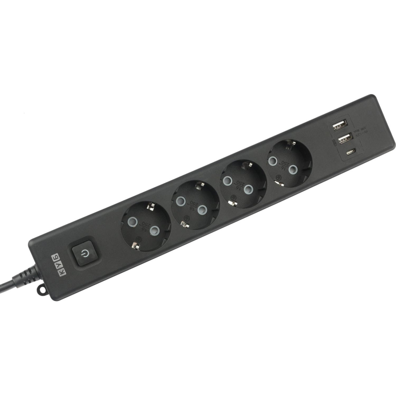 Удлинитель Power Cube, 4р/1.9м выкл.,3USB, 3.5кВт,16А,,3x1,0 черн(PC-7B-2M) - фото 4