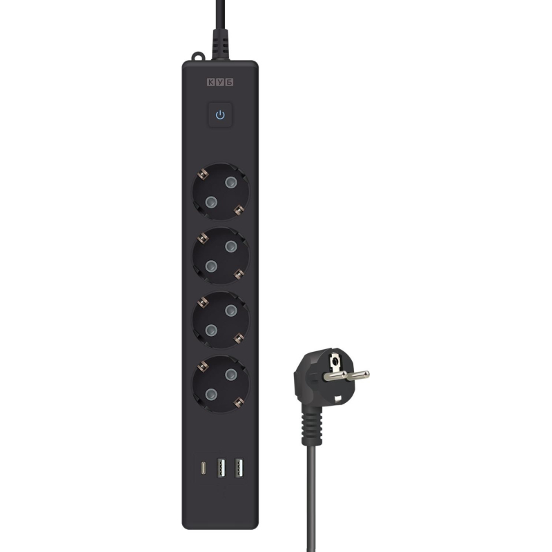 Удлинитель Power Cube, 4р/1.9м выкл.,3USB, 3.5кВт,16А,,3x1,0 черн(PC-7B-2M) - фото 5