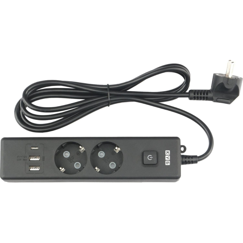 Удлинитель Power Cube, 2р/1.9 м выкл.,3USB, 3.5кВт,16А,3x1,0 черн(PC-5B-2M) - фото 2