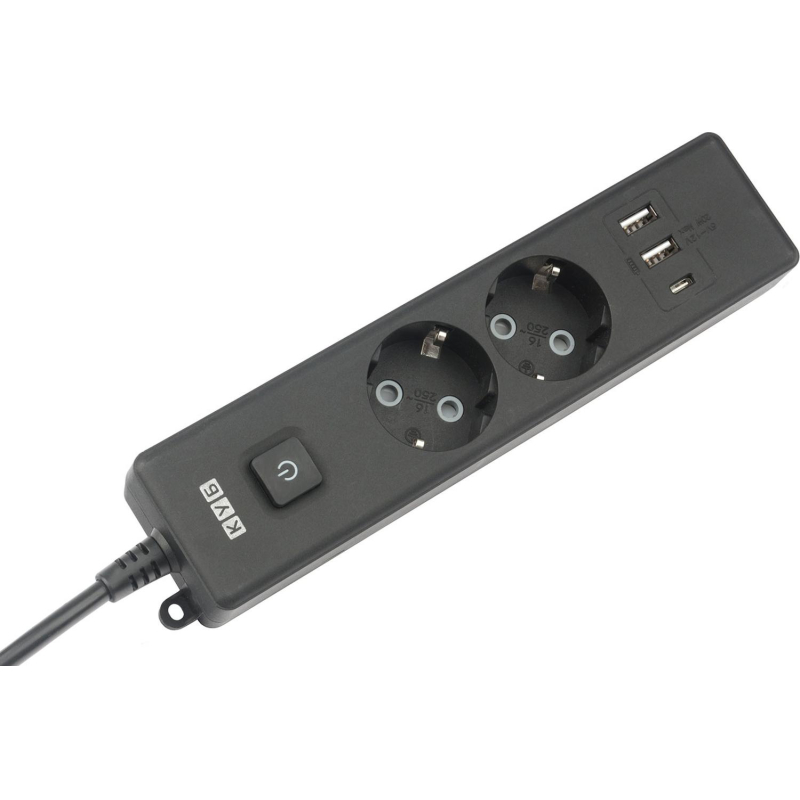 Удлинитель Power Cube, 2р/1.9 м выкл.,3USB, 3.5кВт,16А,3x1,0 черн(PC-5B-2M) - фото 4