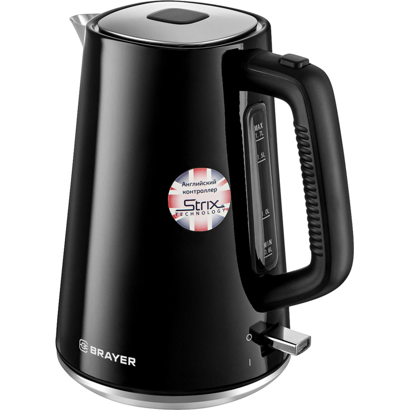Чайник BRAYER 1073BR, электрический, STRIX,2200Вт,1,7л, стальн.корп - фото 4