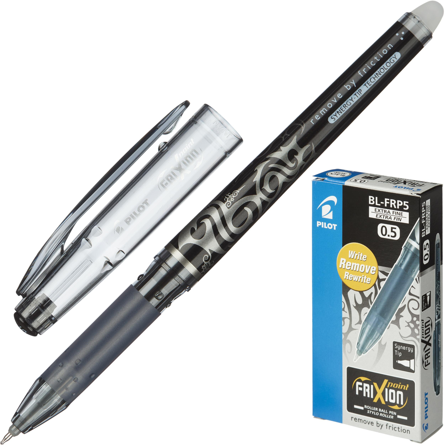 Ручка гелевая PILOT BL-FRP5 Frixion Рoint резин.манжет. 0,25мм черный - фото 2