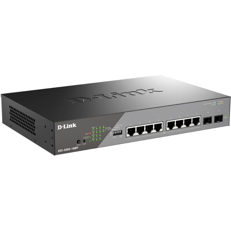 Коммутатор D-Link DSS-200G-10MP/A1A, L2 8x1000Base-T PoE и 2xSFP - фото 2