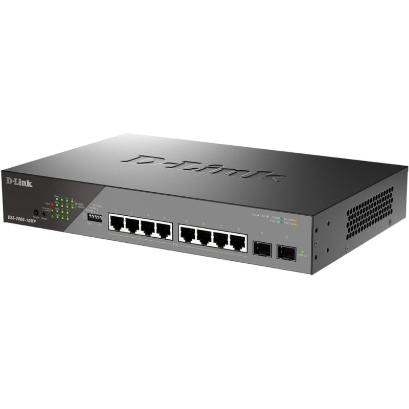 Коммутатор D-Link DSS-200G-10MP/A1A, L2 8x1000Base-T PoE и 2xSFP - фото 3