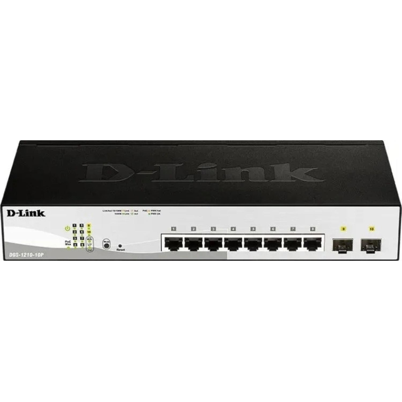 Коммутатор D-Link DGS-1210-10MP/F3A, L2 8x10/100/1000Base-T PoE и 2xSFP - фото 1