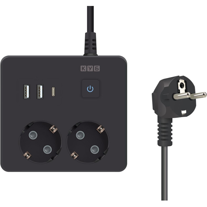 Удлинитель Power Cube, 2р,3USB, 3500 Вт, 16А,1.9 м, 3x1,0 черн.(PC-1B-2M) - фото 2