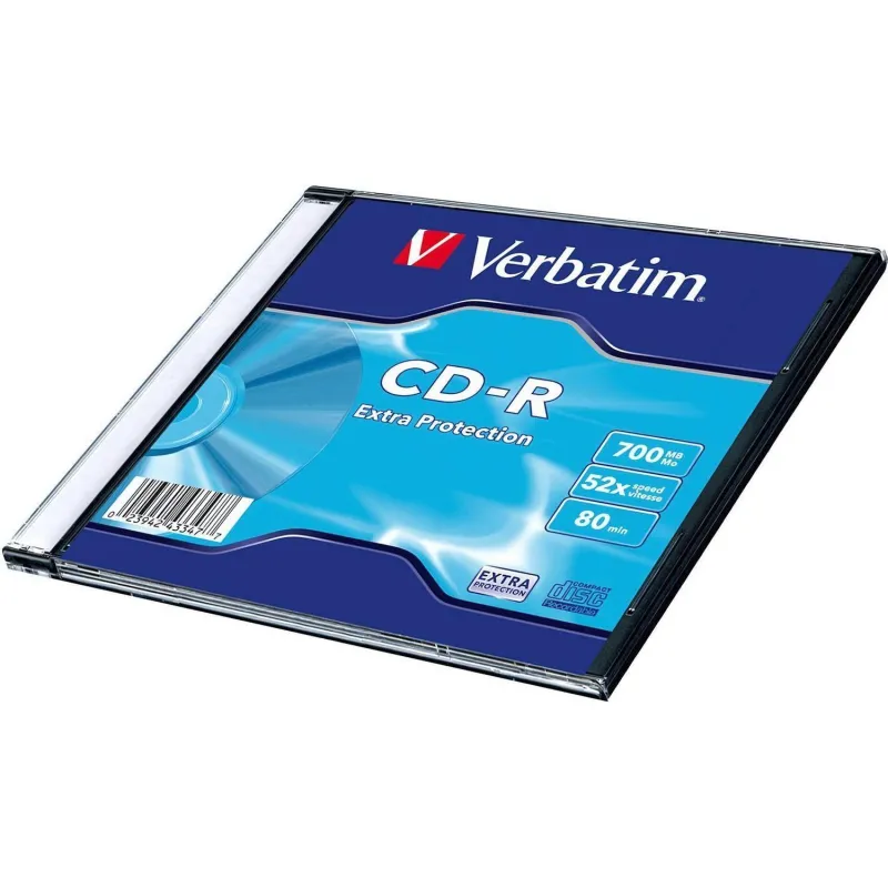 Носители информации CD-R, 52x, Verbatim Extra Protection, Slim/1, 43347 - фото 1