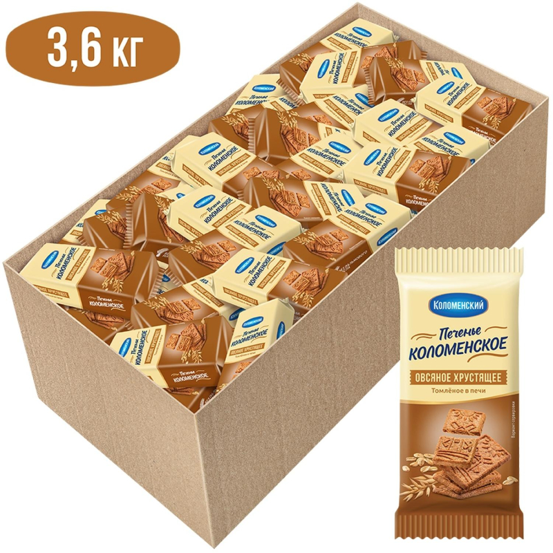 Печенье Коломенское злак Овсяное хруст томлен в печи 30гx120 шт, уп/3,6кг - фото 1