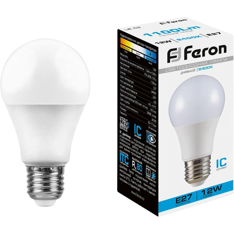 Лампа светодиодная Feron LB-93 Шар E27 12W 175-265V 6400K(25490) - фото 1