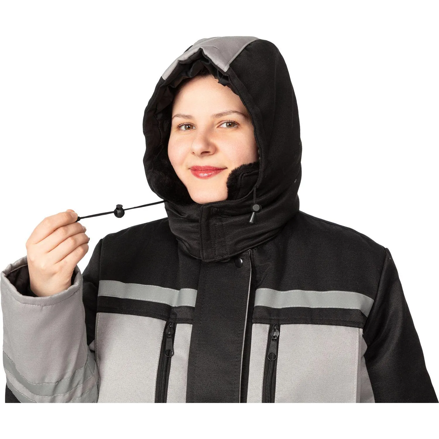 Костюм рабочий зимний жен з03-КПК сер/черн  60-62/170-176 - фото 15