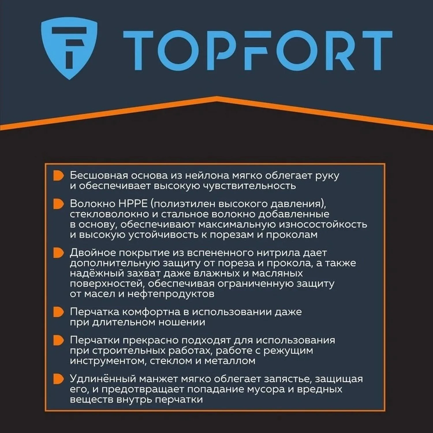 Перчатки защитные от порезов  TOPFORT Сполдер Нит Е с нитр.покр. р.10 - фото 3