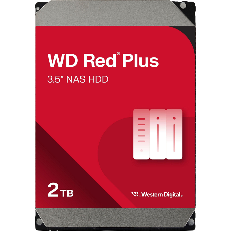 Жесткий диск Western Digital Red Plus 2TB, SATA, 5400rpm, 64МB(WD20EFPX) - фото 1