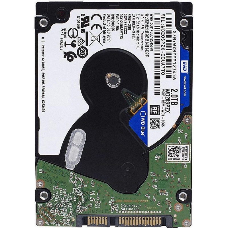 Жесткий диск Western Digital Blue 2TB, SATA, 5400rpm, 128MB(WD20SPZX) - фото 3