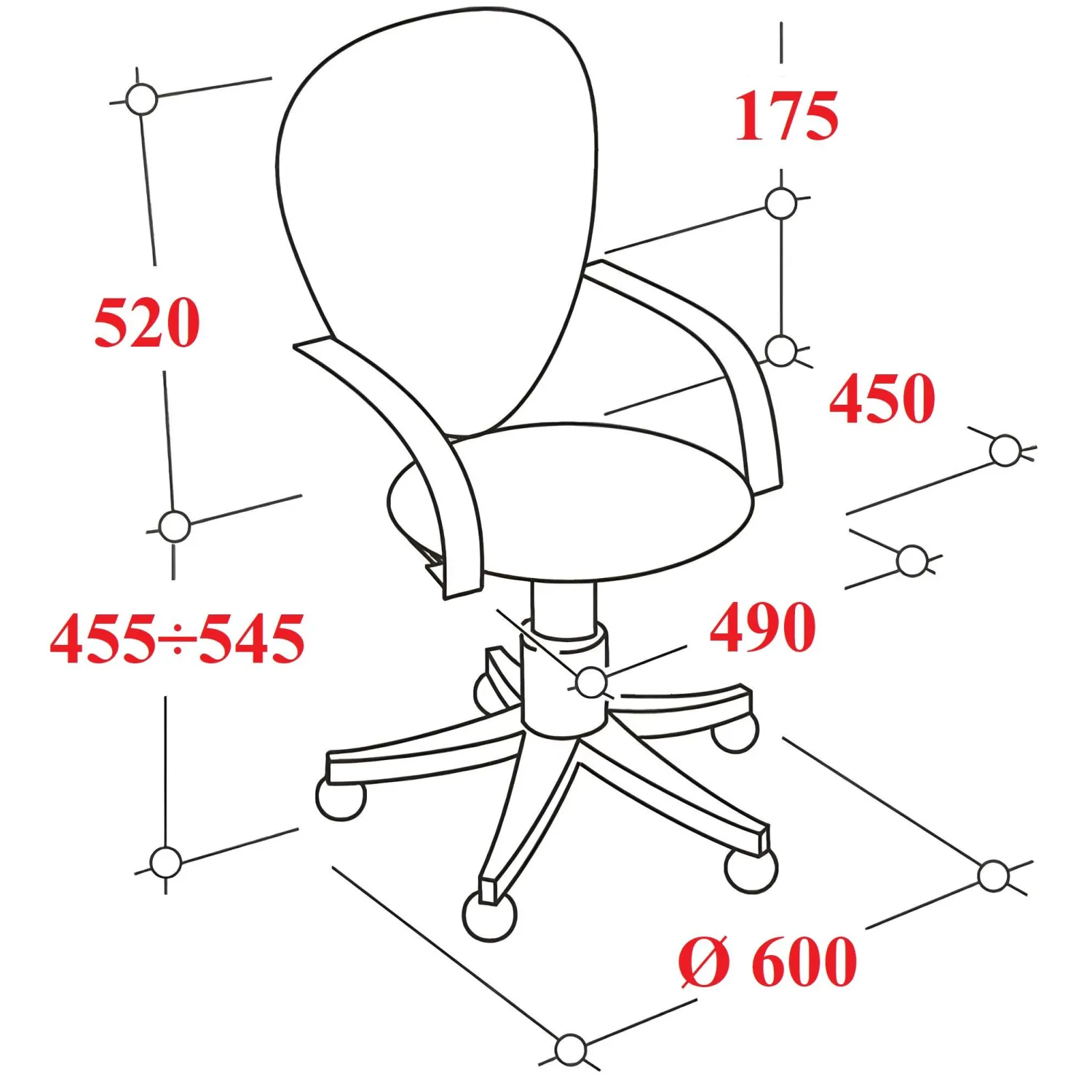 Кресло UT_Easy Chair 308 сетка/ткань, серый, 207/W-12 - фото 12