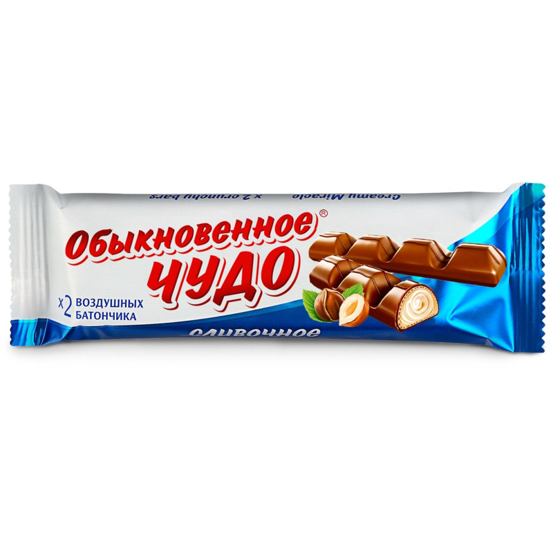 Шоколадный батончик вафельный Обыкновенное чудо сливочное 55гx24шт/уп - фото 2