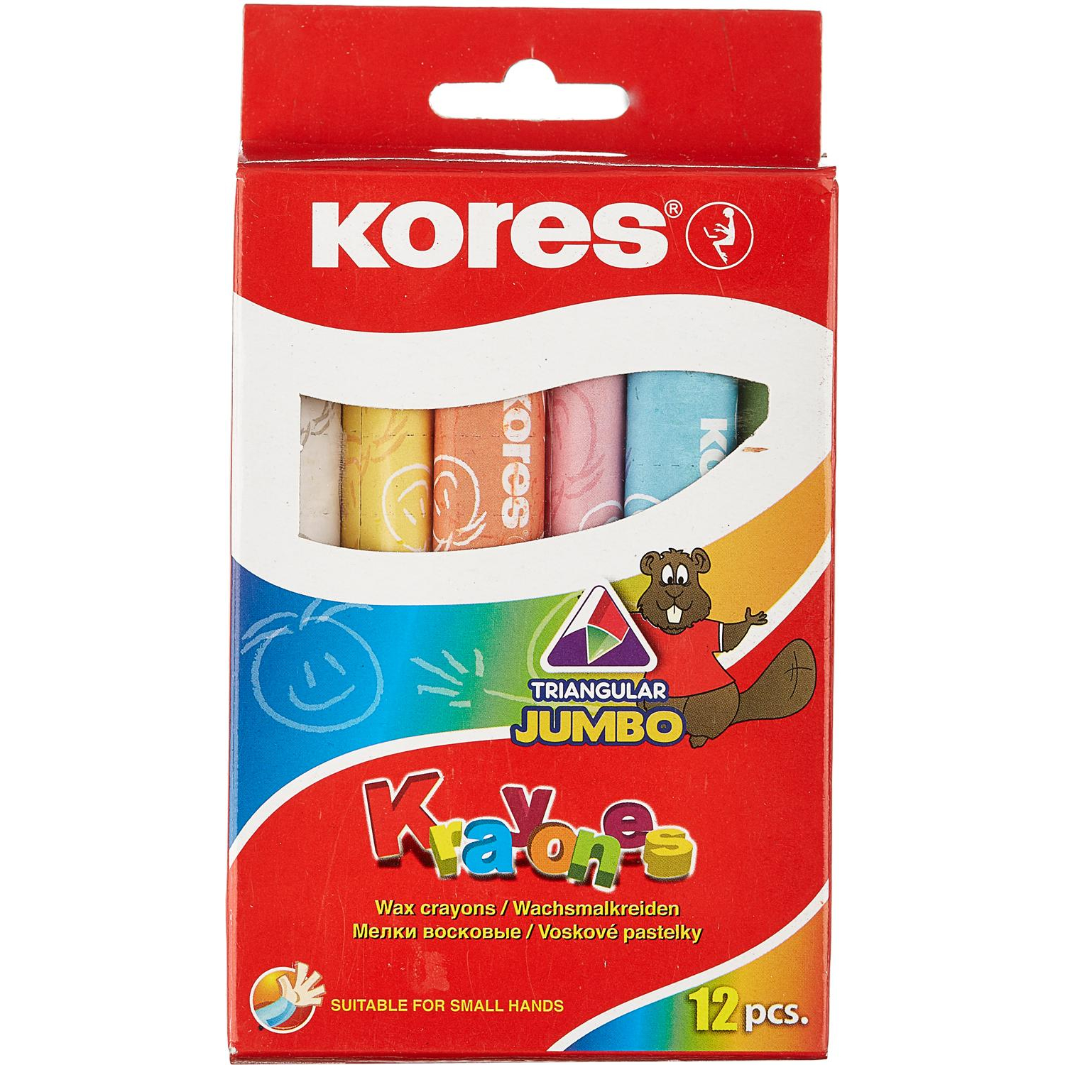 Мелки восковые 12цв трехгранные KRAYONES Jumbo Kores 33141.02 - фото 1
