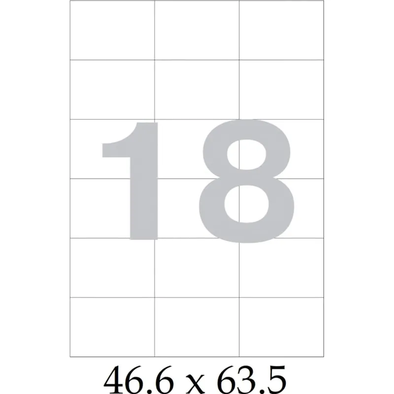 Этикетки самоклеящиеся 63,5x46,6 18шт/л 100л/уп - фото 2