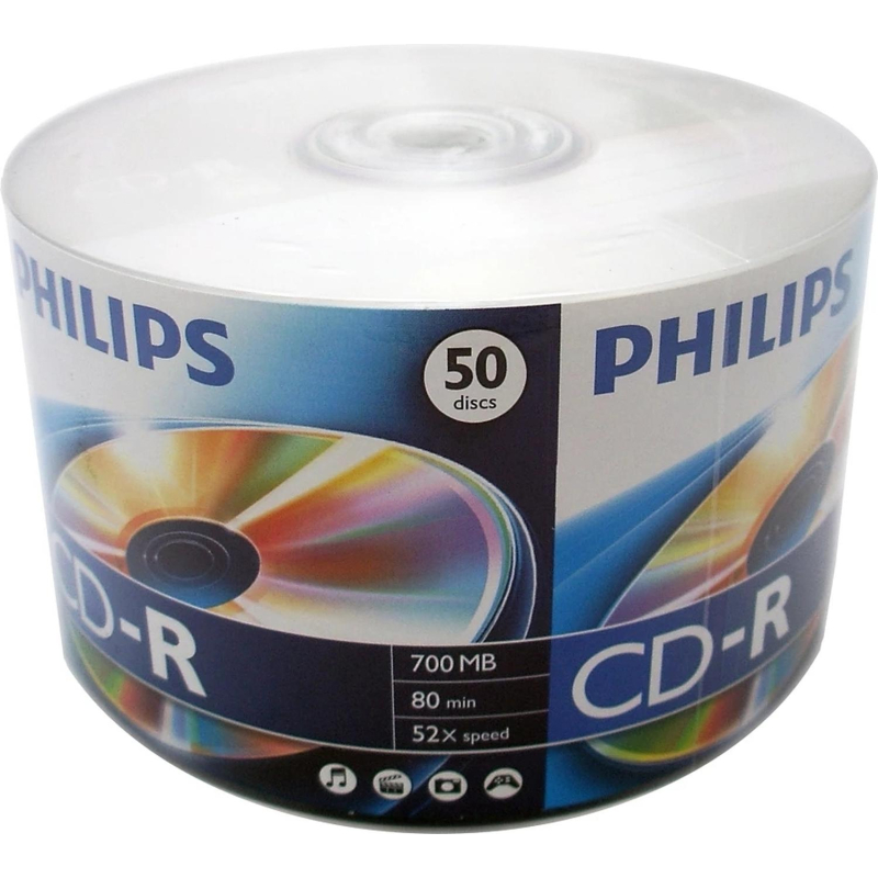 Носители информации CD-R Philips(CR7D5SB50/97)700 Mb, 52х, Cake Box 50шт/уп - фото 1