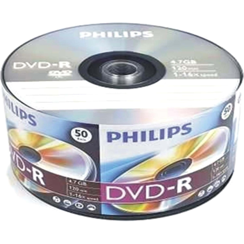 Носители информации DVD-R Philips (DM4S6U50F/97)4.7 Gb, 16x, Bulk 50шт/уп - фото 1