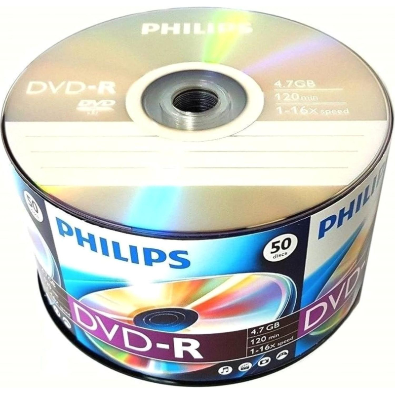 Носители информации DVD-R Philips (DM416U50F/97)4.7Gb,16x,Bulk 50шт/уп - фото 1