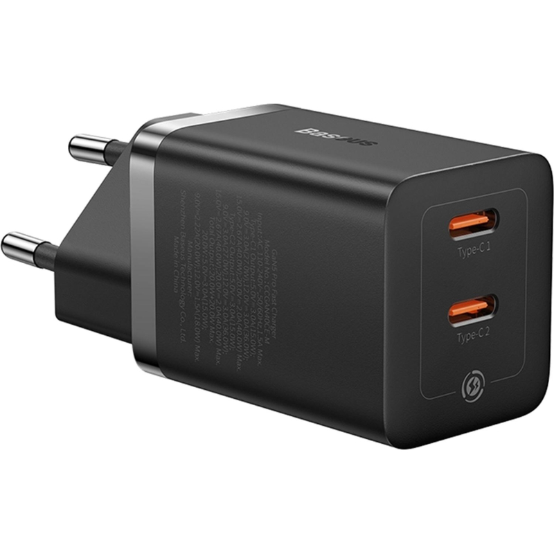 Зарядное устройство сетевое Baseus GaN5 Pro USB-C+C 40W черный - фото 1