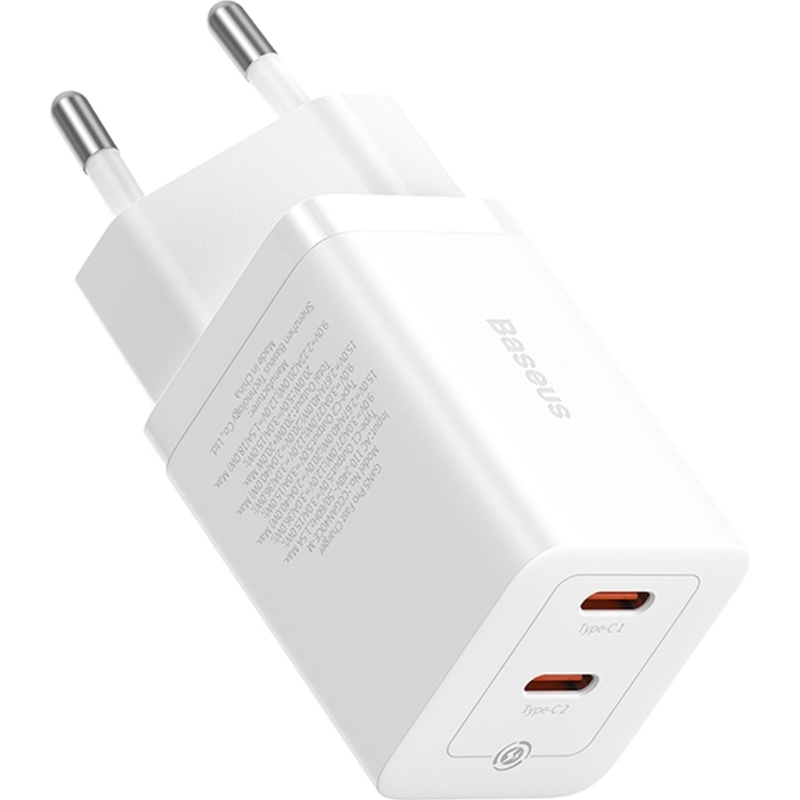 Зарядное устройство сетевое Baseus GaN5 Pro USB-C+C 40W белый - фото 2