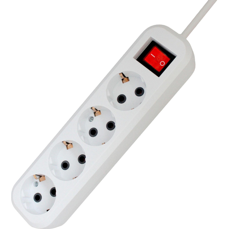 Сетевой фильтр PROGIX SF4PW3 4р/3м белый, 3х0,75мм, 10А/2000Вт - фото 1