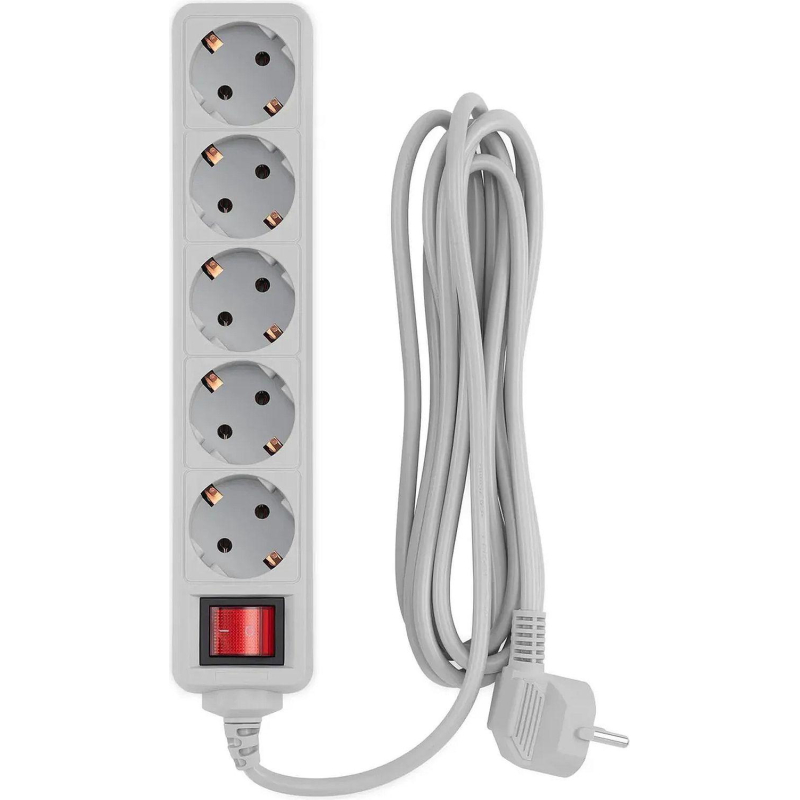 Сетевой фильтр PC Pet AP01006-3-G 3м (5 розеток) серый (пакет) - фото 2