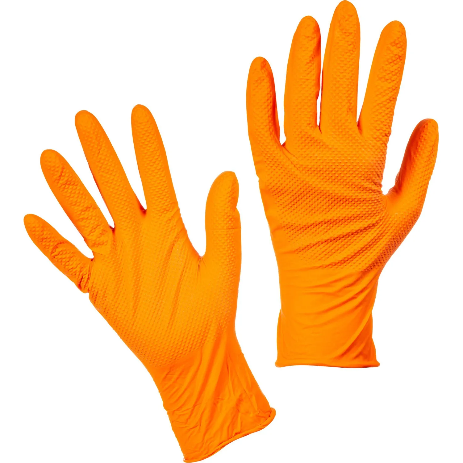 Перчатки одноразовые нитрил Steel Grip цв.оранжевый (50 пар/уп)р.М,ПС - фото 5