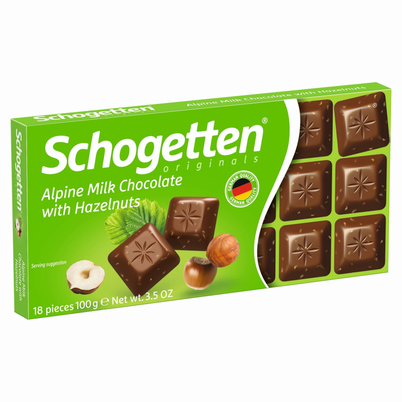 Шоколад порц Schogetten Alpine молочный с обжареным фундуком 100г - фото 1
