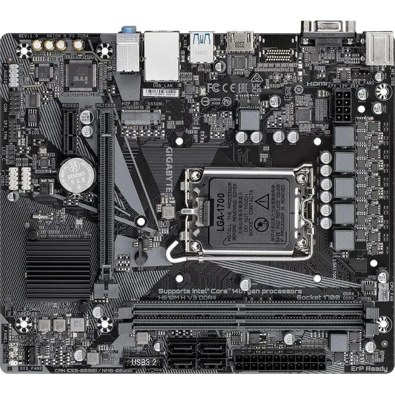 Материнская плата Gigabyte H610M H V3 DDR4 s1700 Intel H610 2xDDR4 mATX - фото 1