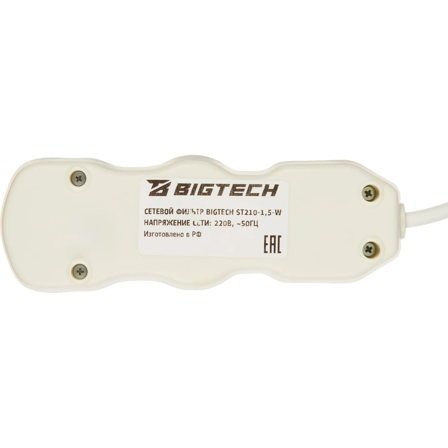 Сетевой фильтр BigTech ST210-1,5-W(2р/1,5м/10А/2,2кВт/3х0,75 мм2/белый) - фото 6