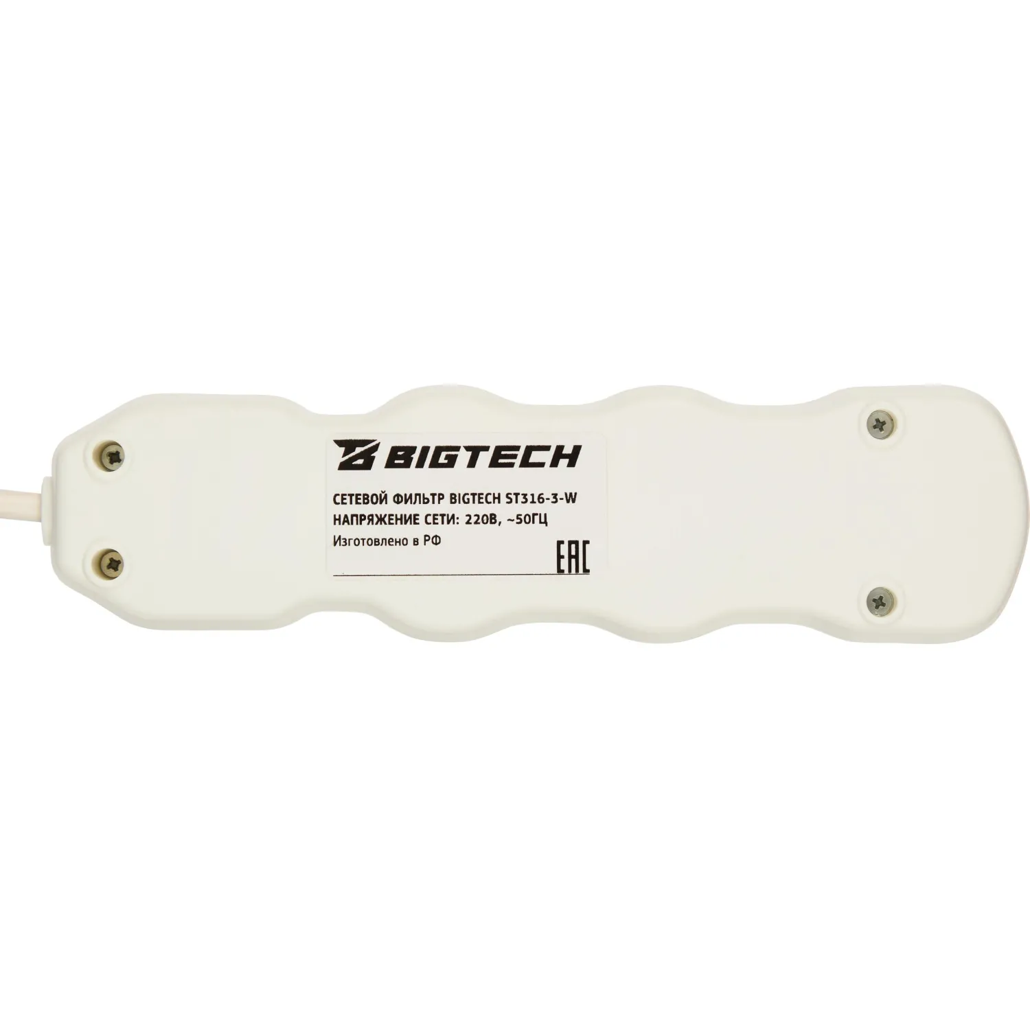 Сетевой фильтр BigTech ST310-5-W(3р/5м/10А/2,2кВт/3х0,75 мм2/белый) - фото 6