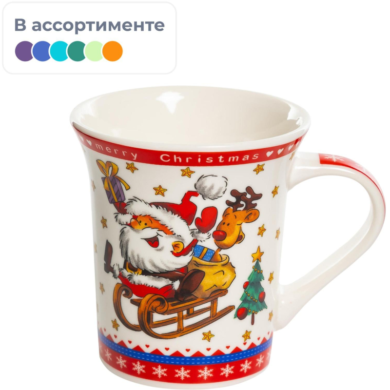 Кружка Желаю счастью 310 мл 4 цв НГ, 223-08024 - фото 1