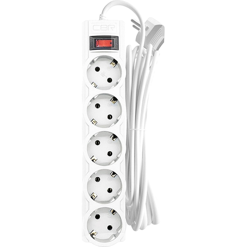 Сетевой фильтр CBR CSF 2505-3.0 White PC, 5р/3м, цвет белый (пакет) - фото 1