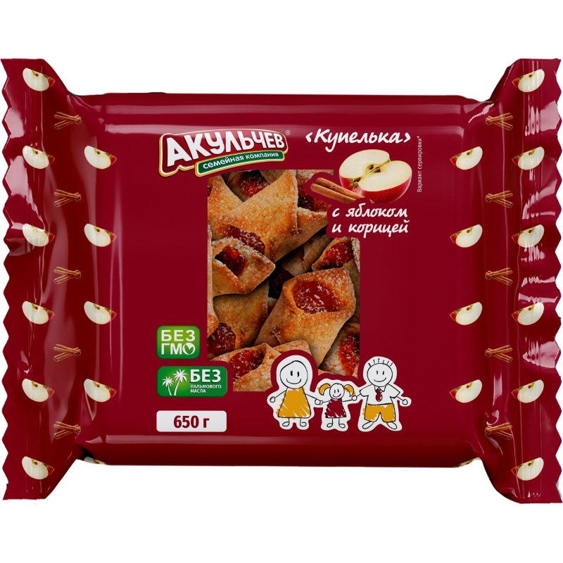 Печенье Акульчев купелька с яблоком и корицей 650 г - фото 1