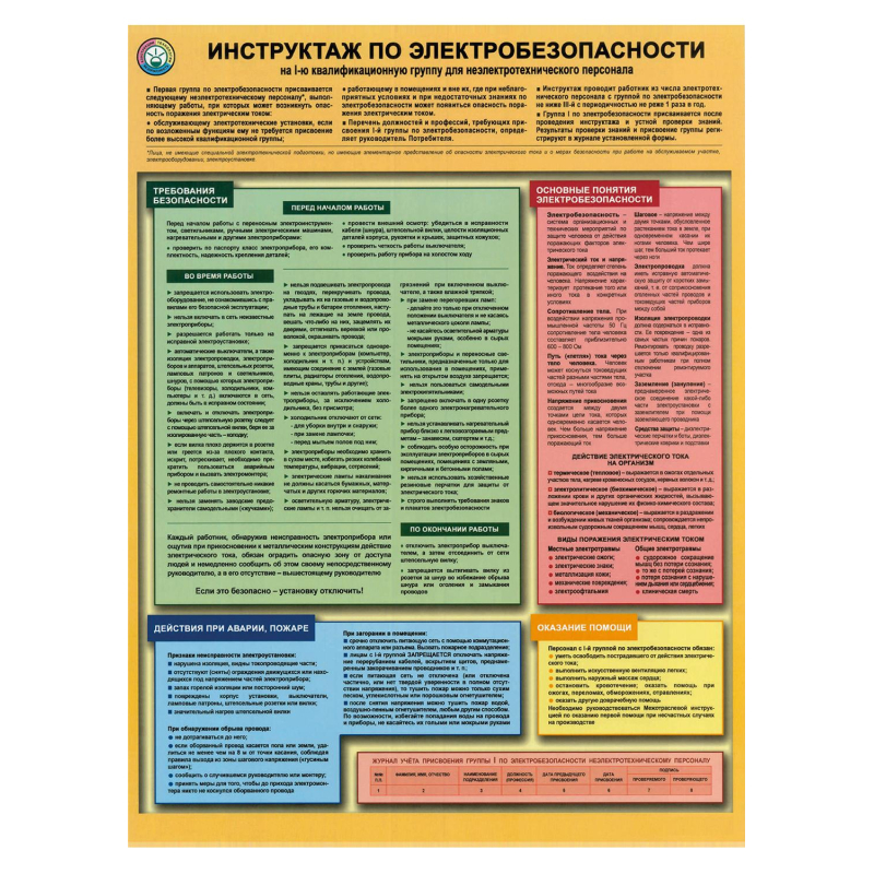 Плакат информационный  Инструктаж по электробезопасности, A2,1 лист - фото 1